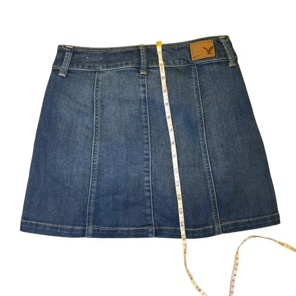 American Eagle button down front Jean denim mini skirt women’s size 2 stretchy - Picture 7 of 9